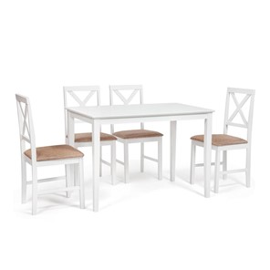 Обеденный комплект Хадсон (стол + 4 стула) id 13693 pure white (белый 2-1) арт.13693 в Барнауле